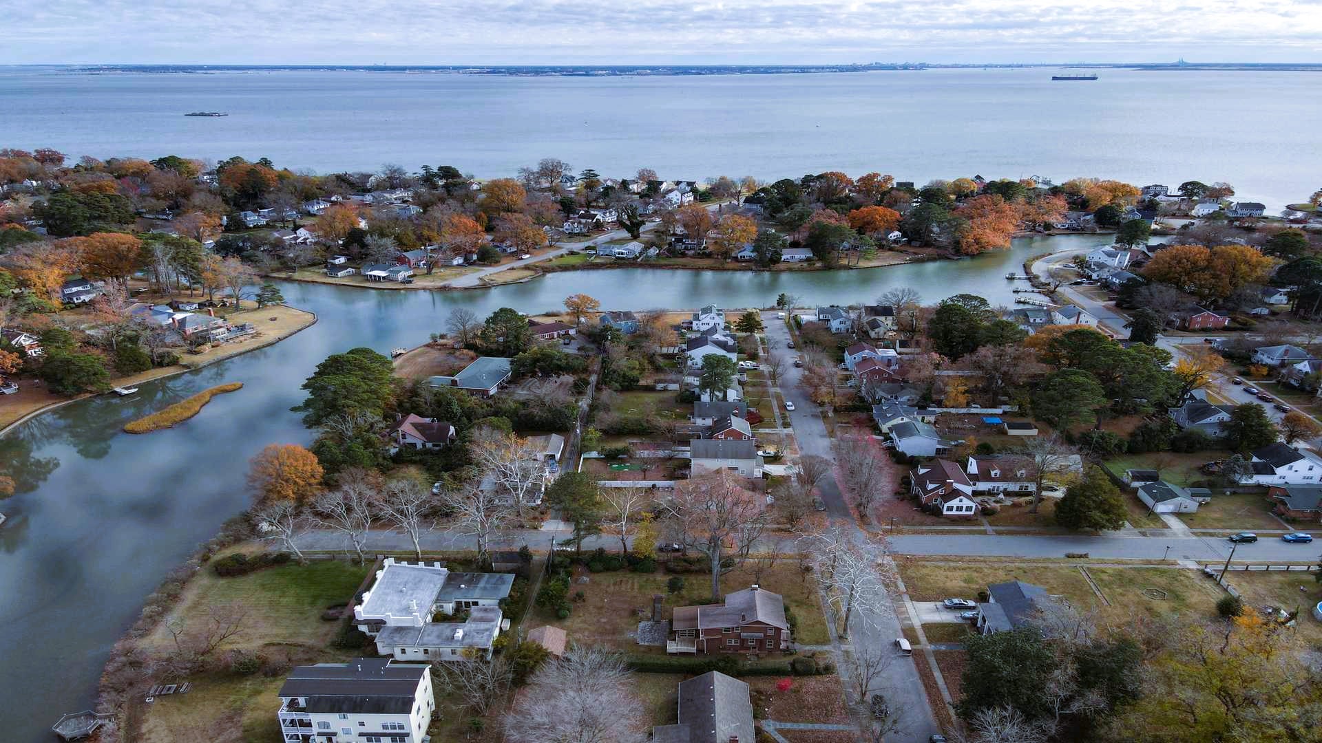 Aerial view of Indian River in Hampton, VA